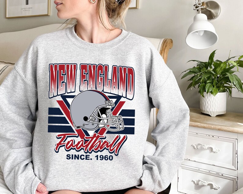 New England Football Team Sweatshirt, Vintage New England Football Crewneck Sweatshirt, AFC Fan Shirt, NFL Shirt - Image 2