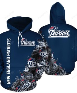 New England Patriots Nfl Blue 3D All Over Print Zip Up Hoodie Option