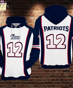 New England Patriots Nfl Blue White 3D Printed Pull Over Zip Up Hoodie