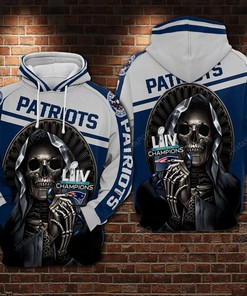 New England Patriots Nfl Football Skull 3D All Over Print Zip Up Hoodie Option