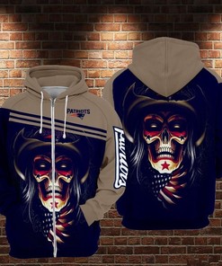 New England Patriots Nfl Skull 3D All Over Print Zip Up Hoodie Option