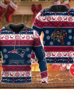 New England Patriots Personalized 3D Hoodie Zip Hoodie, Xmas Nfl 3D All Over Print Hoodie Zip Hoodie