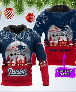 New England Patriots Personalized Christmas 3D Hoodie Zip Hoodie, Nfl 3D All Over Print Hoodie Zip Hoodie