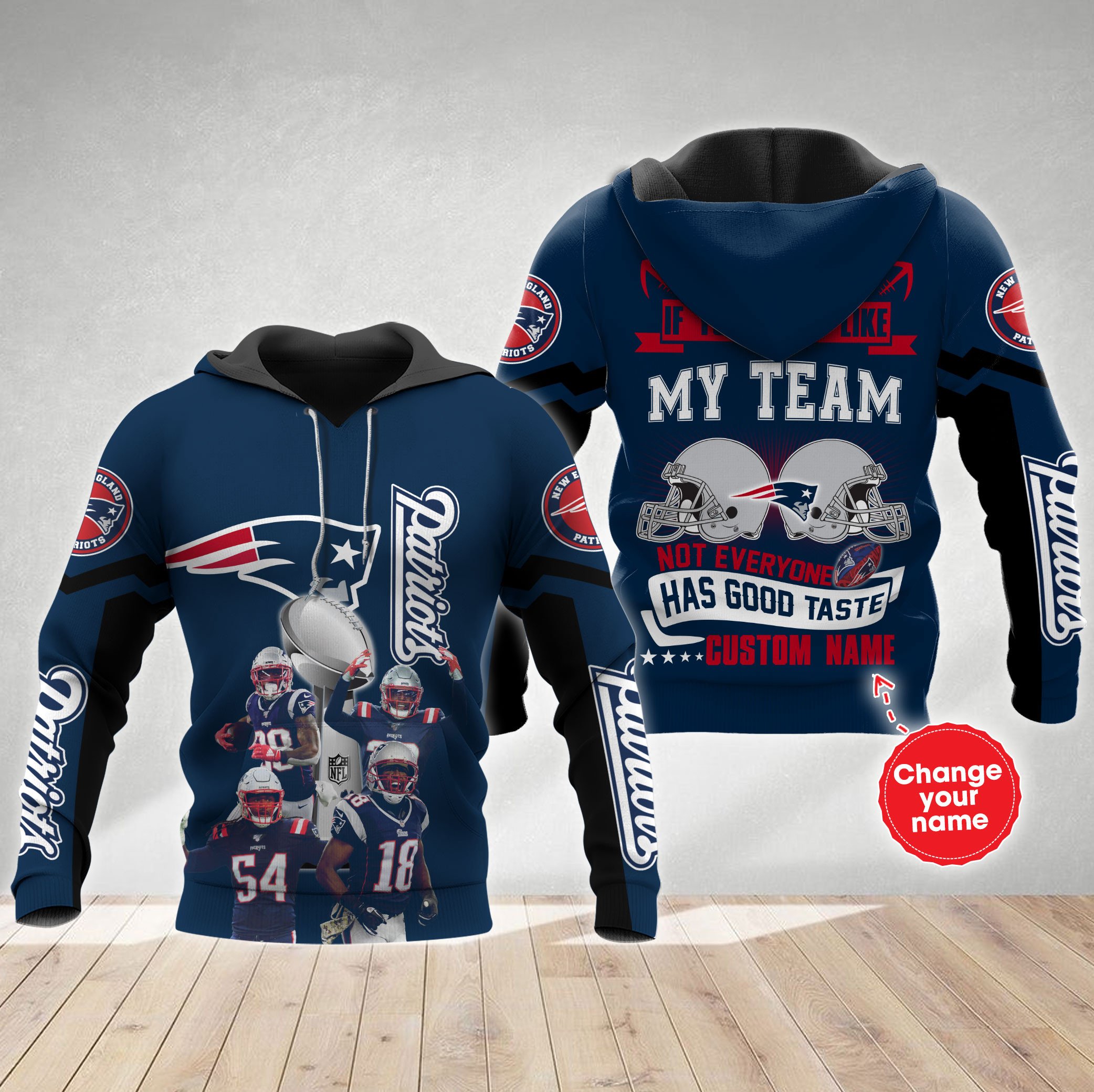 New England Patriots Personalized Team Player 3D Hoodie Zip Hoodie, Nfl 3D All Over Print Hoodie Zip Hoodie