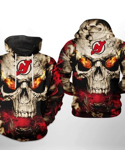 New Jersey Devils Nhl Skull 3D All Over Print Zip Up Hoodie Option