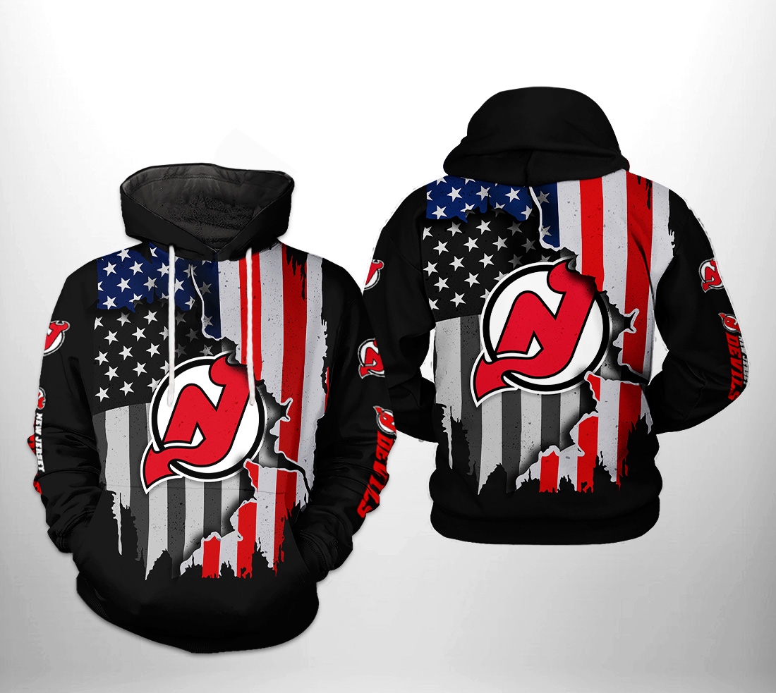 New Jersey Devils Nhl Us Flag Team 3D All Over Print Zip Up Hoodie Option