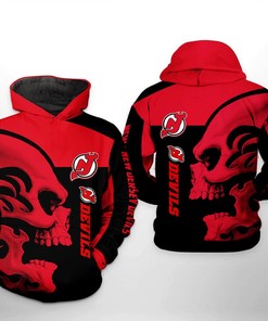 New Jersey Devils Skull 3D Hoodie Zip Hoodie, Nhl 3D All Over Print Hoodie Zip Hoodie For Men And Women