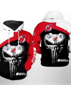 New Jersey Devils Skull Punisher 3D Hoodie Zip Hoodie, Nhl 3D All Over Print Hoodie Zip Hoodie