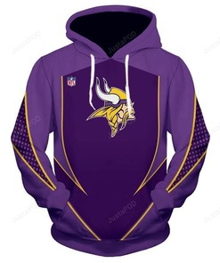 New Mendesign Football Minnesota Vikings 3D Hoodie Zip Hoodie, Nfl 3D All Over Print Hoodie Zip Hoodie