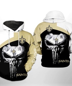 New Orleans Saints Nfl Skull Punisher Team 3D All Over Print Zip Up Hoodie Option