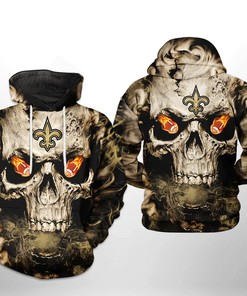New Orleans Saints Nfl Skull Team 3D All Over Print Zip Up Hoodie Option