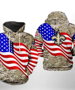 New Orleans Saints Nfl Us Flag Camo Veteran Team 3D All Over Print Zip Up Hoodie Option
