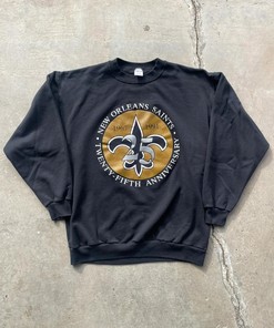 New Orleans Saints Vintage Style Tshirt Pullover Hoodie Crewneck Sweatshirt Reprinted Full Color Full Size Gifts For NFL Fans