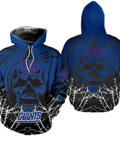 New York Giants Hoodie Halloween Pumpkin Skull 3D Hoodie Zip Hoodie, Nfl 3D All Over Print Hoodie Zip Hoodie