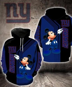 New York Giants Mickey Mouse 3D Hoodie Zip Hoodie, Nfl 3D All Over Print Hoodie Zip Hoodie