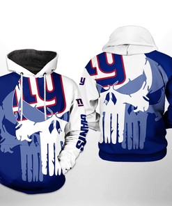 New York Giants Nfl Team Skull 3D All Over Print Zip Up Hoodie Option