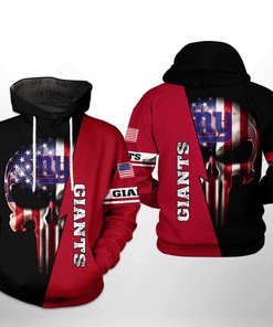 New York Giants Nfl Us Flag Skull Team 3D All Over Print Zip Up Hoodie Option
