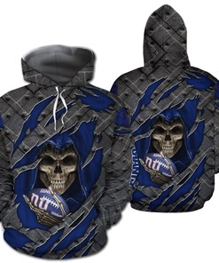 New York Giants Skull Cracked Metal 3D Hoodie Zip Hoodie, Nfl 3D All Over Print Hoodie Zip Hoodie