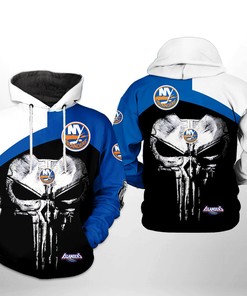 New York Islanders Nhl Skull Punisher 3D All Over Print Zip Up Hoodie Option