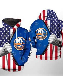 New York Islanders Nhl Us Flag 3D All Over Print Zip Up Hoodie Option