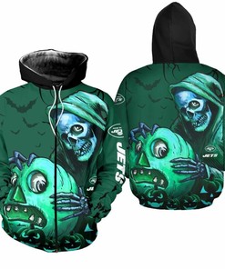 New York Jets Green Skull Unisex 3D All Over Print Zip Up Hoodienfl Zip Up Hoodie