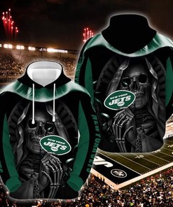 New York Jets Nfl Football Skull Hold Logo 3D Hoodie For Men For Women New York Jets All Over Printed Hoodie.