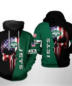 New York Jets Nfl Us Flag Skull Team 3D All Over Print Zip Up Hoodie Option