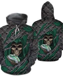 New York Jets Skull Cracked Metal 3D Hoodie Zip Hoodie, Nfl 3D All Over Print Hoodie Zip Hoodie For Fans