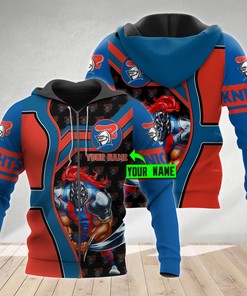 Newcastle Knights 3D Nrl Mascot Hoodie 03 Custom Name 3D All Over Print Zip Up Hoodie Option