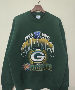 Nfc 1996 Champs Green Bay Packers Vintage Style Tshirt Pullover Hoodie Crewneck Sweatshirt Reprinted Full Color Full Size Gifts For NFL Fans