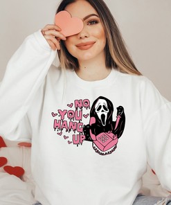 No You Hang Up Sweater, Valentines Day Scream Sweater, Horror Sweater, Funny Valentines Day Gift