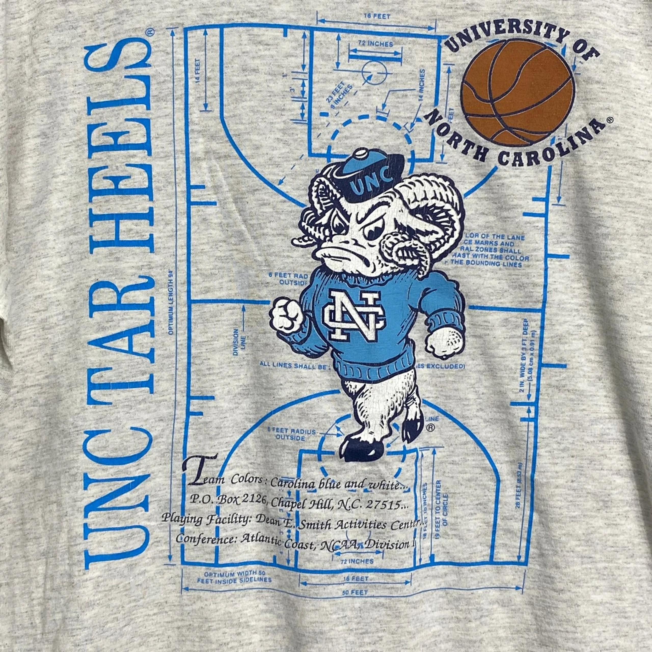 North Carolina Tar Heels Vintage Style 90s NCAA Basketball Shirt T-Shirt Sweatshirt Hoodie Full Size Gifts For NCAA - Image 2