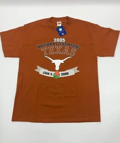 Nwt Burnt Orange 2005 Texas Longhorns National Champs T-Shirt Sweatshirt Pullover Hoodie Reprinted Full Color Full Size Gift For NCAA Fans