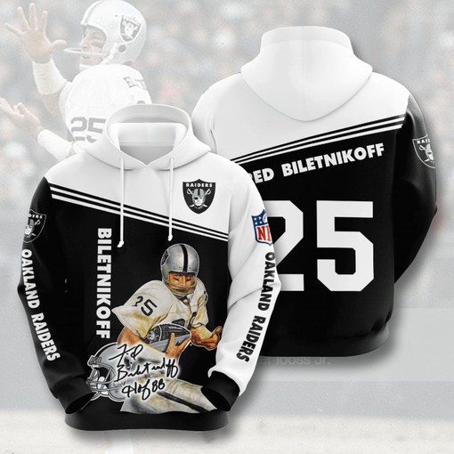 Oakland Raiders Fred Biletnikoff Unisex 3D All Over Print Zip Up Hoodienfl Zip Up Hoodie