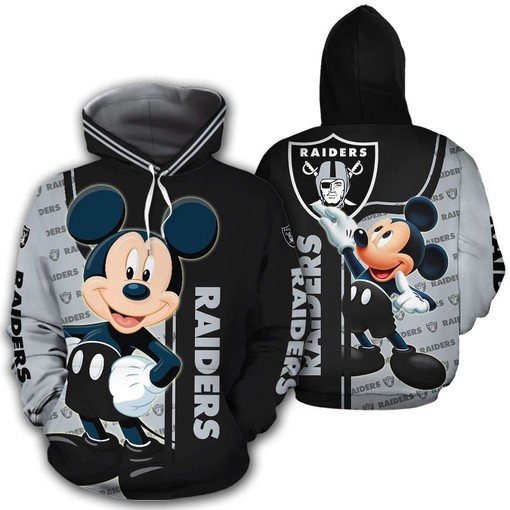 Oakland Raiders & Mickey Mouse Unisex 3D All Over Print Zip Up Hoodienfl Zip Up Hoodie