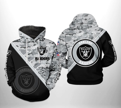 Oakland Raiders Nfl Camo Team 3D All Over Print Zip Up Hoodie Option