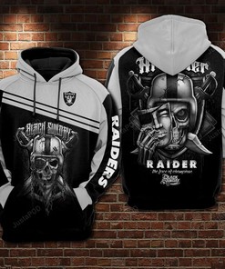 Oakland Raiders Nfl Football Black Sunday Skull 3D All Over Print Zip Up Hoodie Option