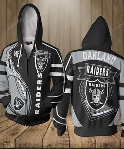 Oakland Raiders Nfl Football Gray Black 3D All Over Print Zip Up Hoodie Option