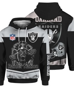Oakland Raiders Nfl Raider Nation 3D Hoodie