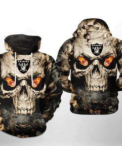 Oakland Raiders Nfl Skull Team 3D All Over Print Zip Up Hoodie Option