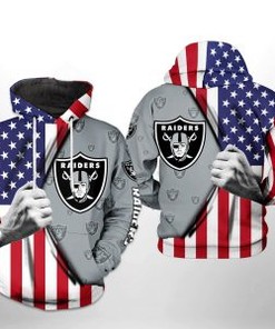 Oakland Raiders Nfl Us Flag Team 3D All Over Print Zip Up Hoodie Option