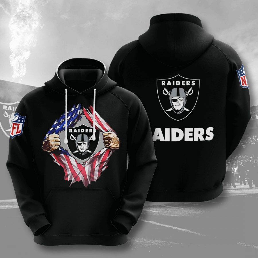Oakland Raiders Tearing Open Logo Unisex 3D All Over Print Zip Up Hoodienfl Zip Up Hoodie