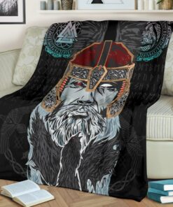 Odin Valknut and Triple Horn Viking Blanket