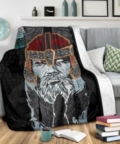 Odin Valknut and Triple Horn Viking Blanket