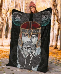 Odin Valknut and Triple Horn Viking Blanket