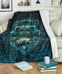 Odin With Fenrir Viking Sherpa Fleece Blanket