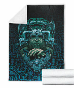 Odin With Fenrir Viking Sherpa Fleece Blanket
