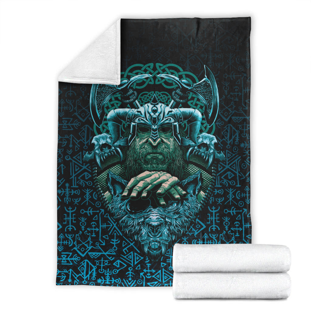 Odin With Fenrir Viking Sherpa Fleece Blanket