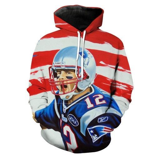 Official American Tom Brady 12 New England Patriots Nfl Men And Women 3D All Over Print Zip Up Hoodie Option