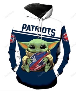 Official Baby Yoda Nfl New England Patriots For Unisex 3D All Over Print Zip Up Hoodie Option
